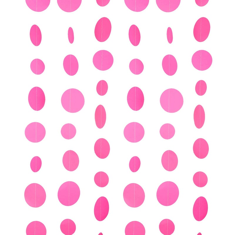Weven Hot Pink Paper Garland Circle Dot Party Banner Wall Streamers Backdrop Ceiling Hanging Decorations, 20 Feet in Total - Image 1